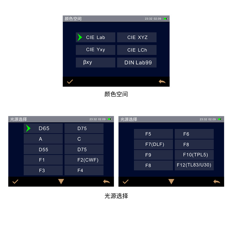 多種顏色測量空間，多種觀測光源
